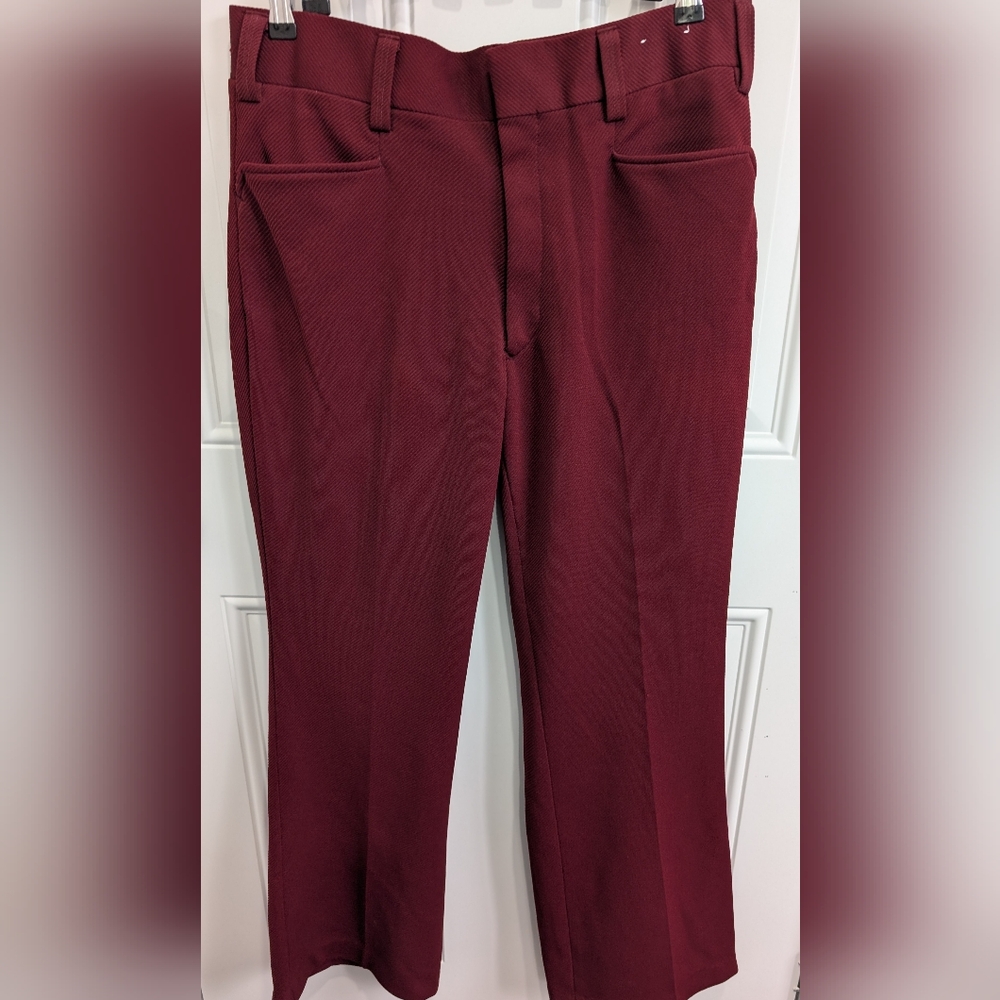 70's Hudson's Bay Burgundy Polyester Pants Vintage